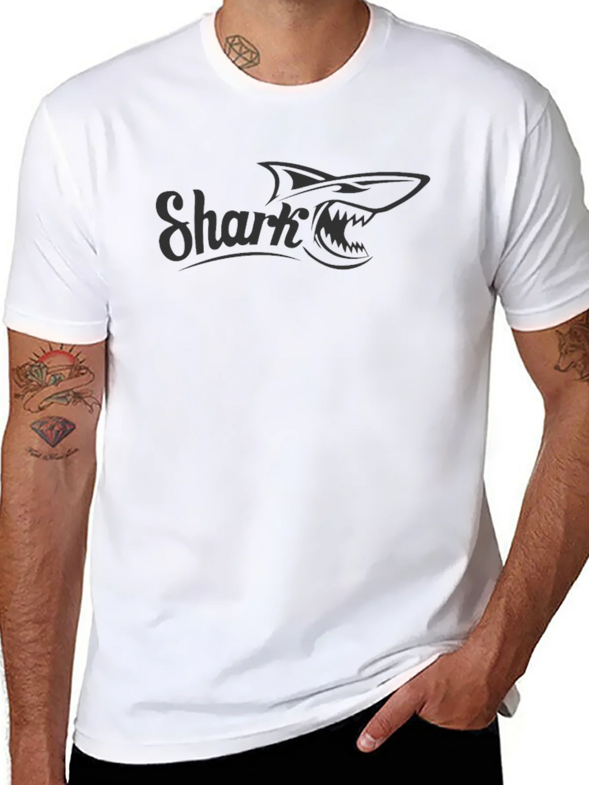 Shark Graphic Print Mens Crew Neck T-Shirt product image 7