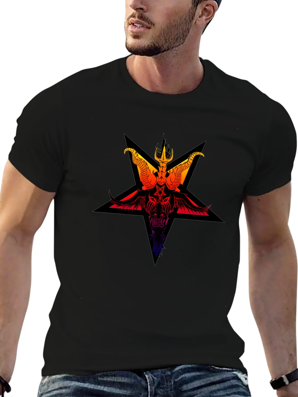Baphomet Star Graphic Tee - Dark Pagan Style Shirt product image 2