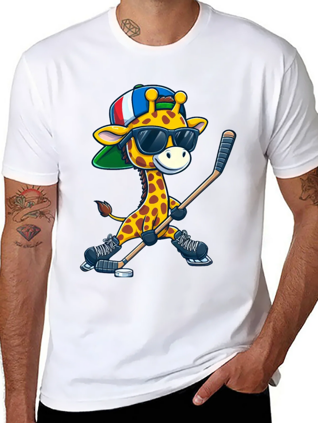 Giraffe Hockey Player Graphic Tee product image 7