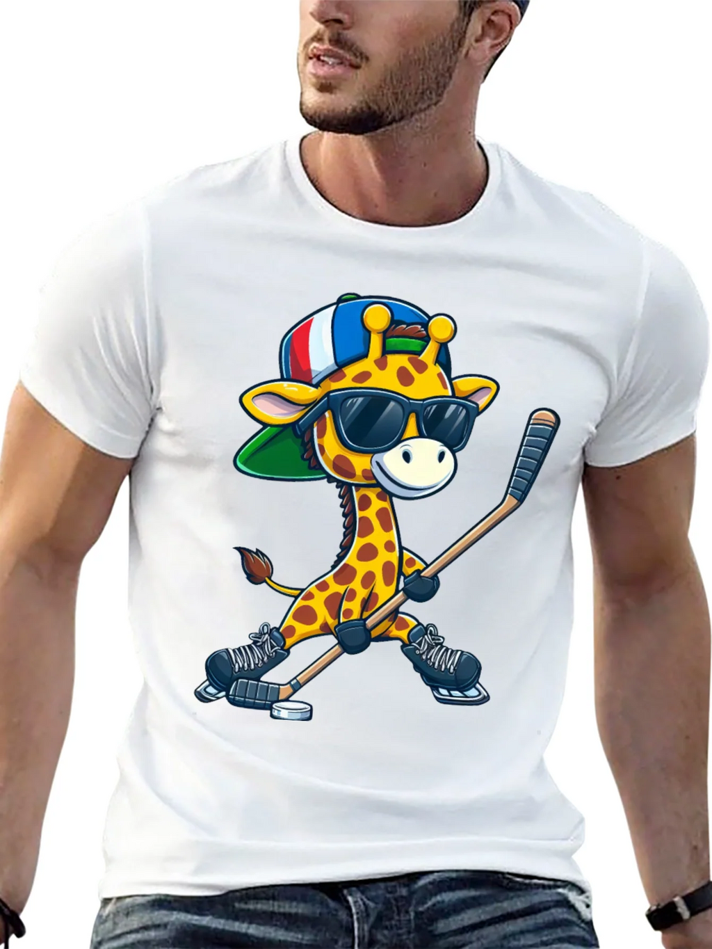 Giraffe Hockey Player Graphic Tee product image 12