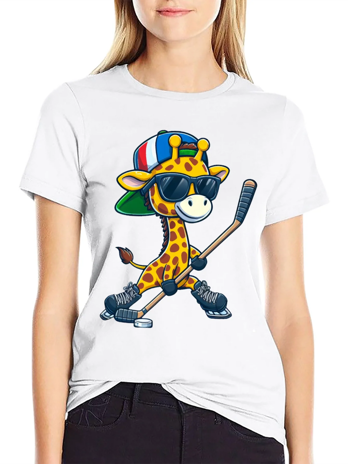 Giraffe Hockey Player Graphic Tee product image 8