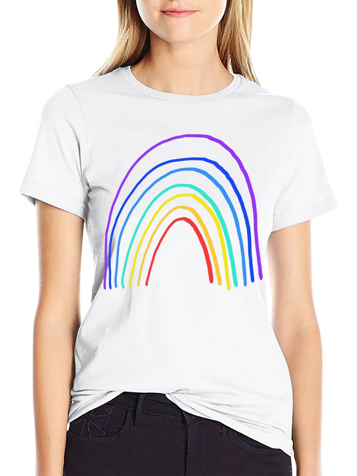 Rainbow Graphic Print Black T-Shirt product image 5
