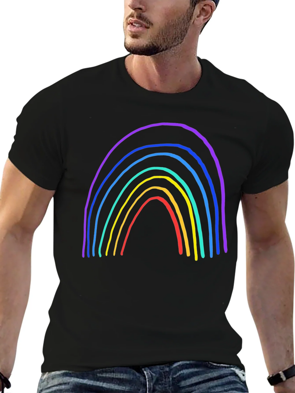 Rainbow Graphic Print Black T-Shirt product image 3