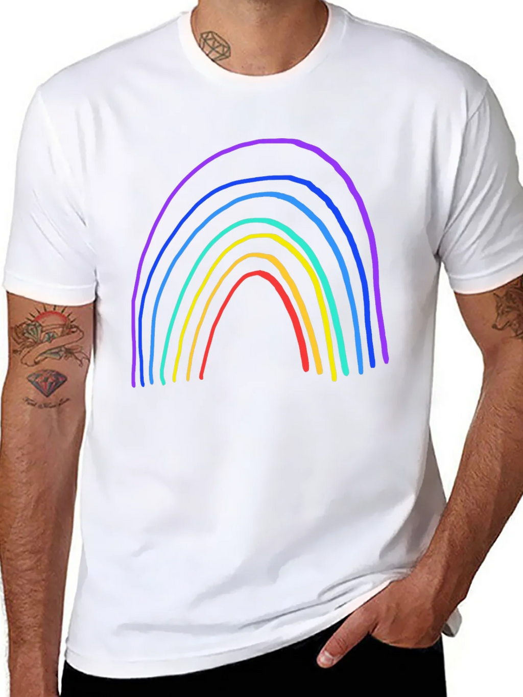 Rainbow Graphic Print Black T-Shirt product image 4