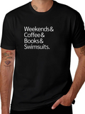 Weekends Coffee Books Swimsuits Black T-Shirt product image 1