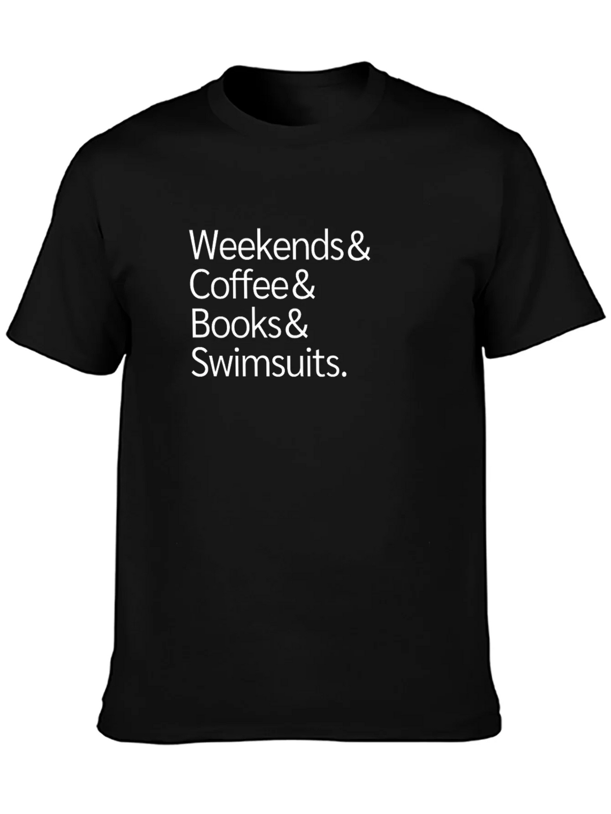Weekends Coffee Books Swimsuits Black T-Shirt product image 3