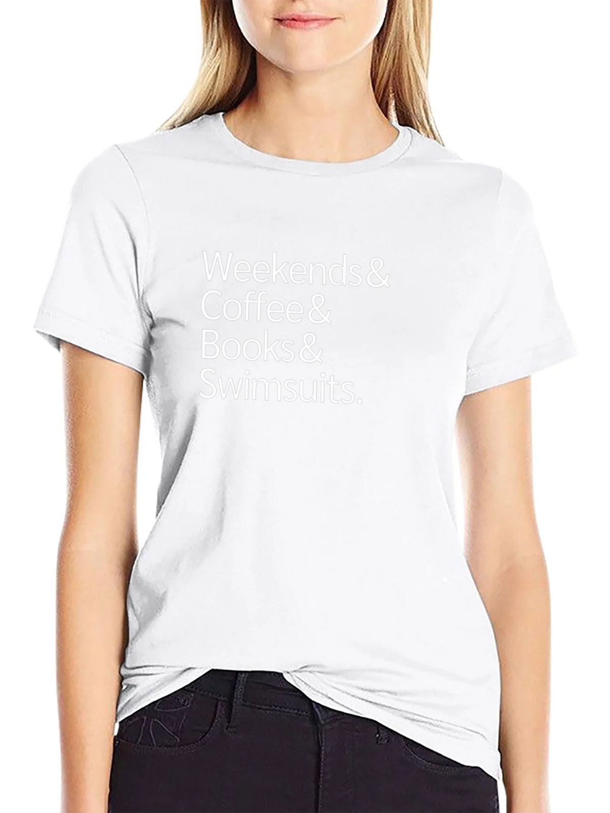Weekends Coffee Books Swimsuits Black T-Shirt product image 8