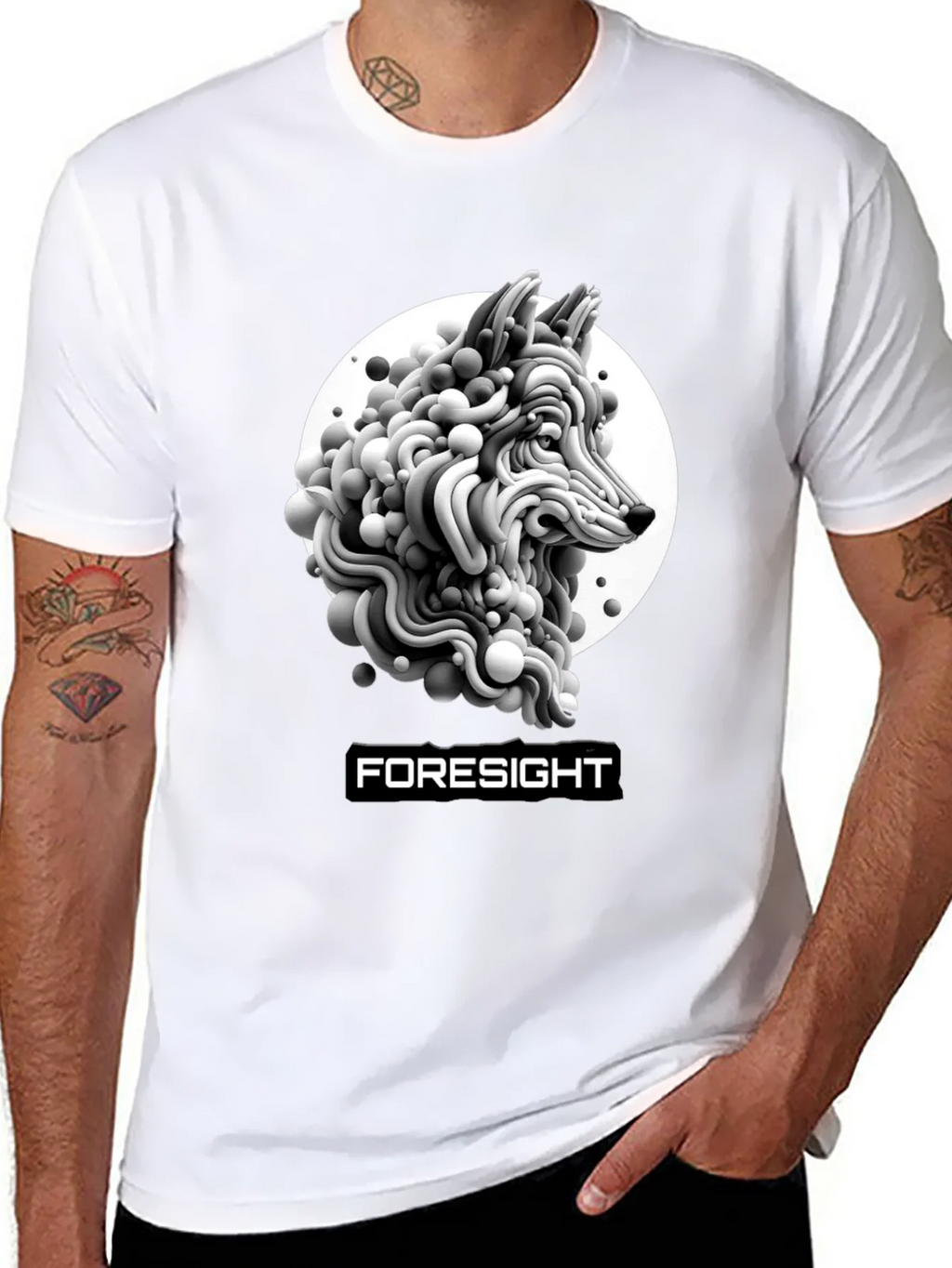 Foresight Wolf Art Black T-Shirt product image 7