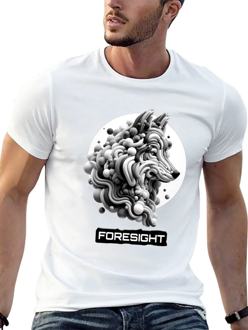 Foresight Wolf Art Black T-Shirt product image 12