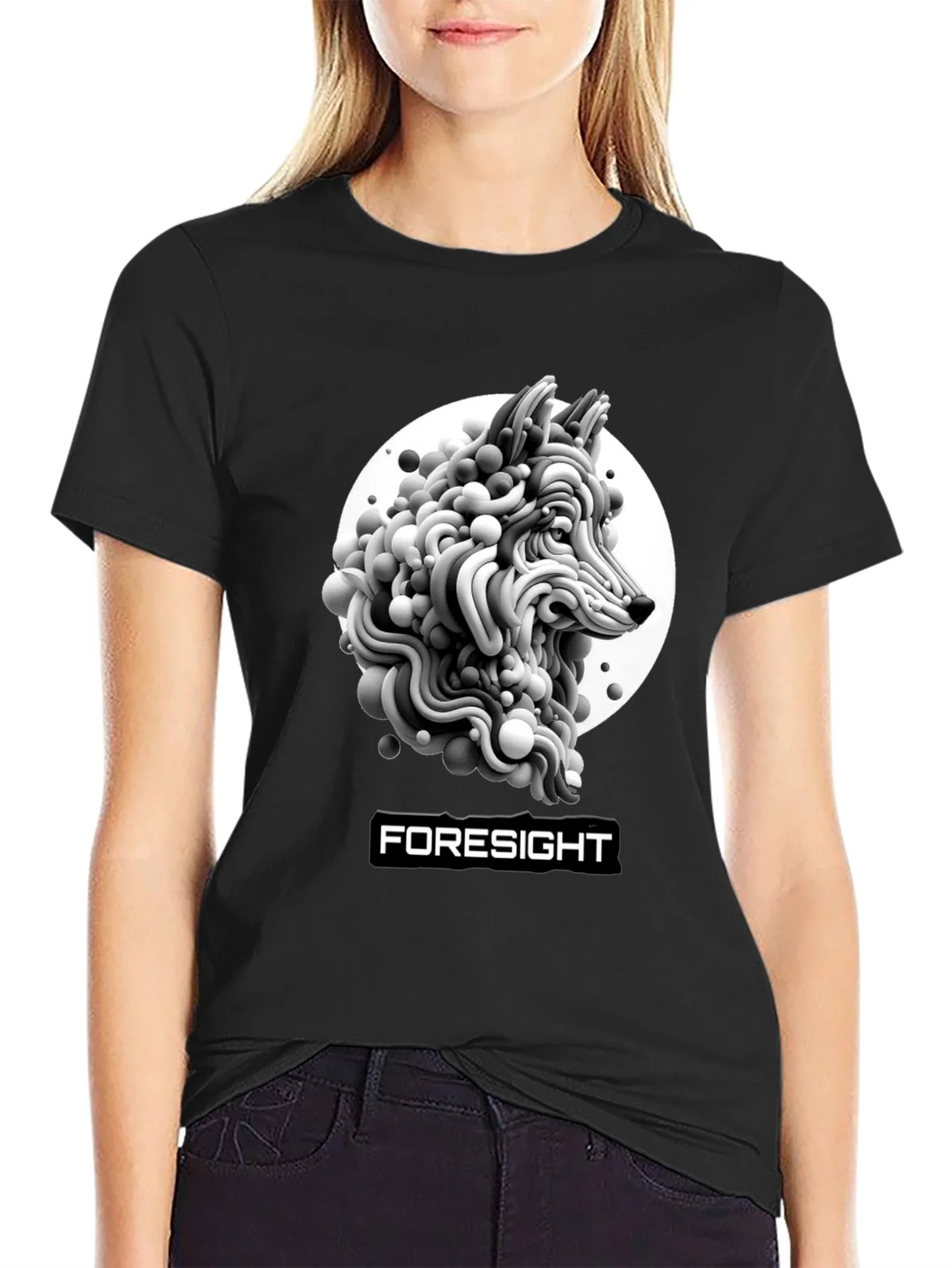 Foresight Wolf Art Black T-Shirt product image 2