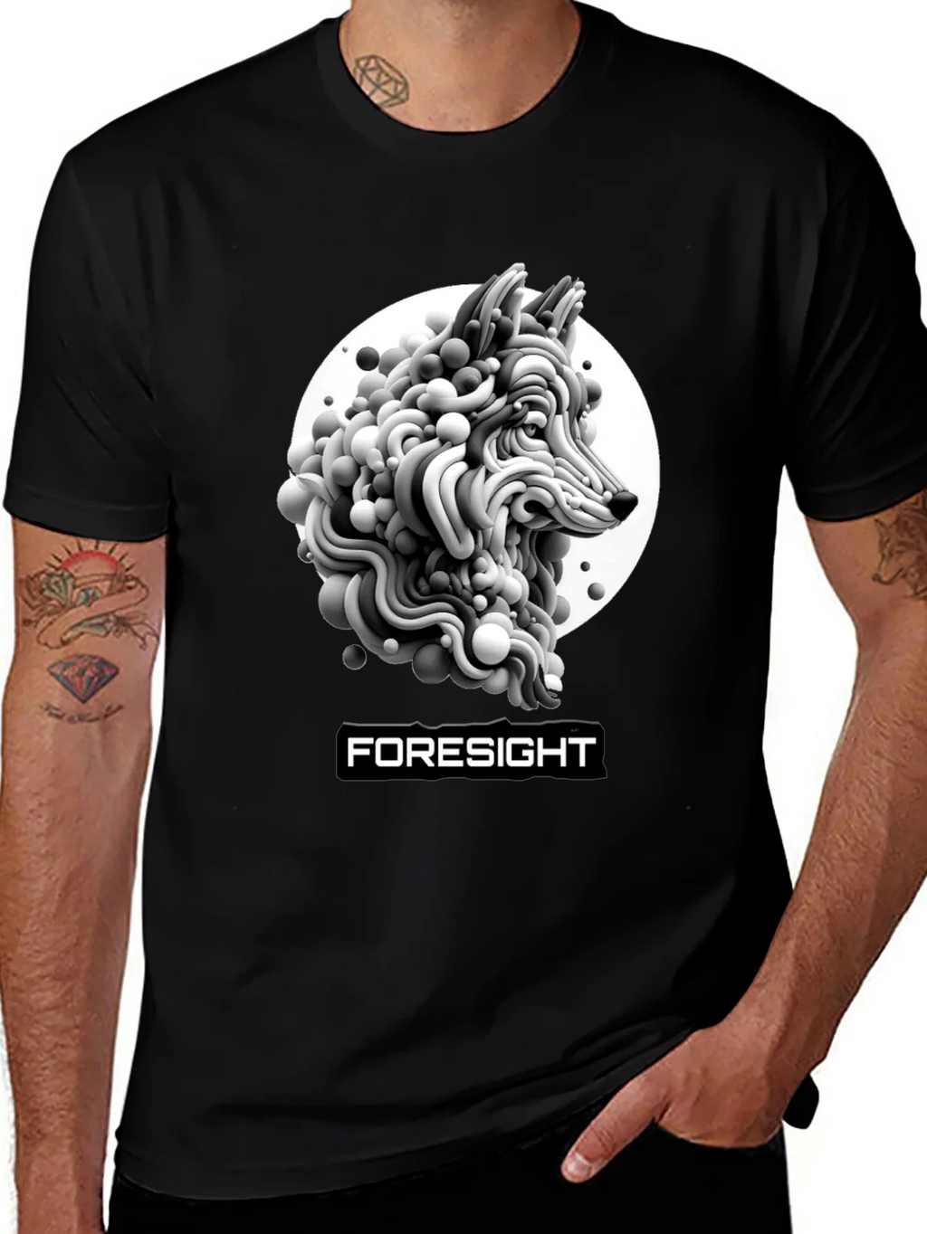 Foresight Wolf Art Black T-Shirt product image 1