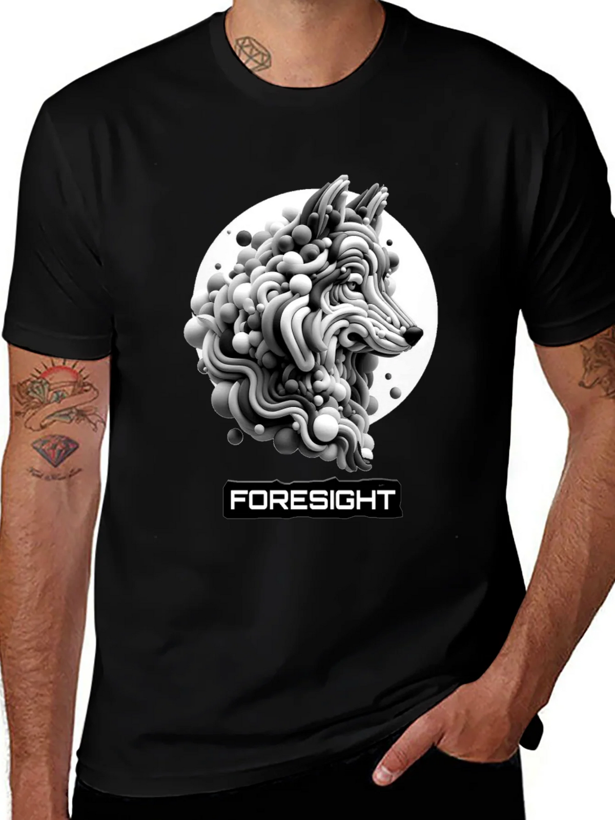 Foresight Wolf Art Black T-Shirt product image 1
