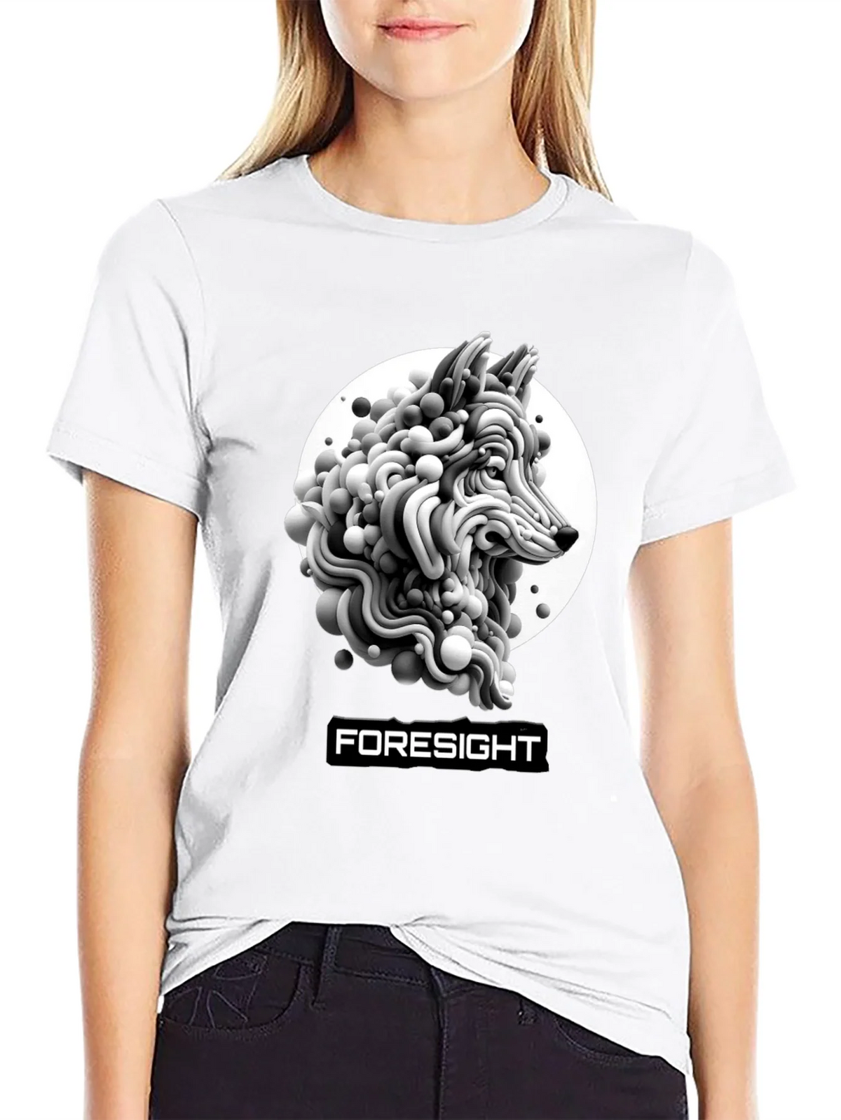 Foresight Wolf Art Black T-Shirt product image 8