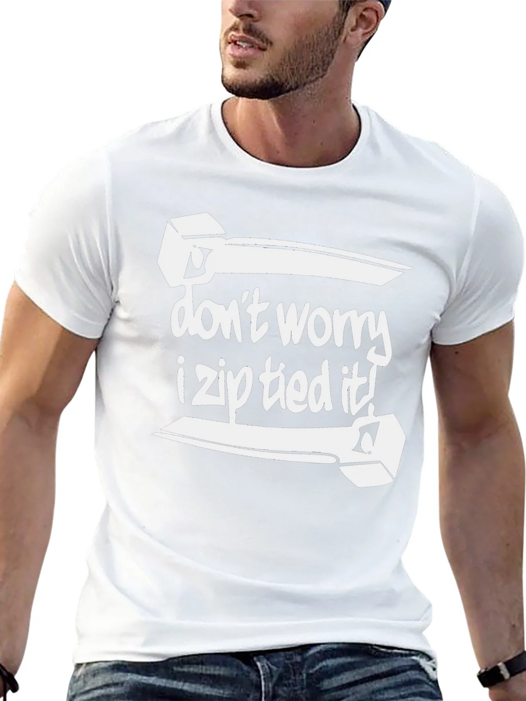 Dont Worry I Zip Tied It! Black Graphic Tee product image 12