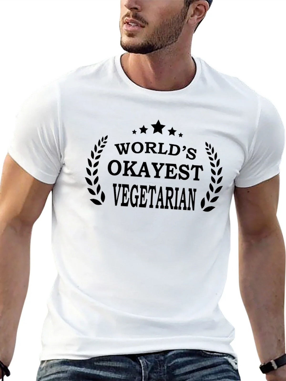 Worlds Okayest Vegetarian T-Shirt - Black product image 12