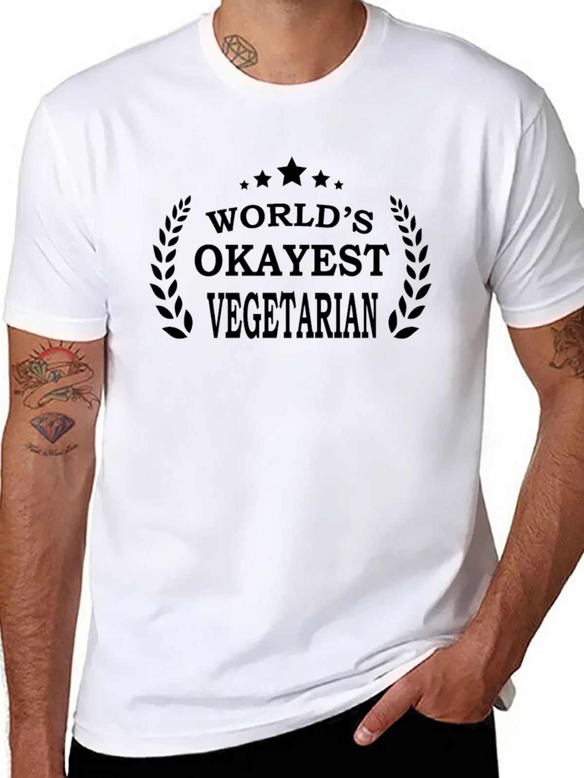 Worlds Okayest Vegetarian T-Shirt - Black product image 7