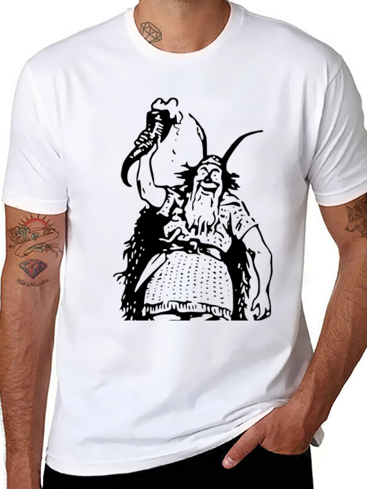 Viking Cartoon Black T-Shirt product image 4