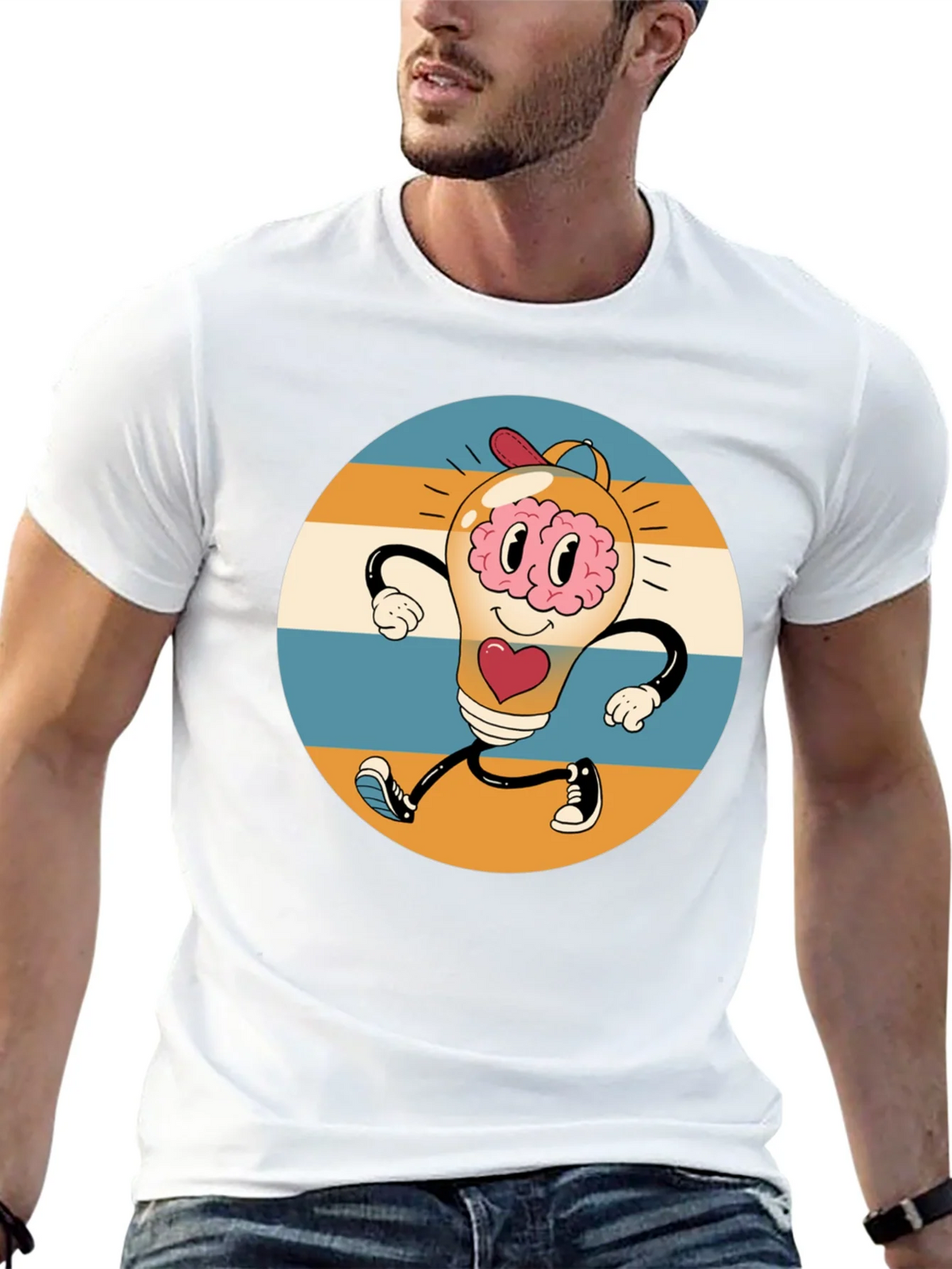 Retro Brain Power T-Shirt - Graphic Print Tee product image 12
