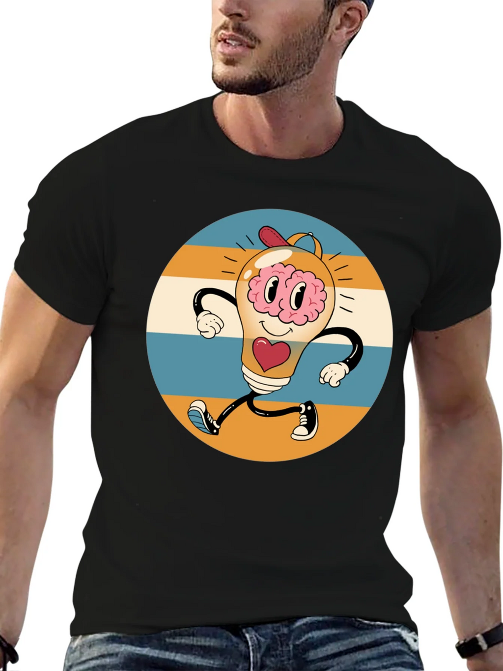 Retro Brain Power T-Shirt - Graphic Print Tee product image 6