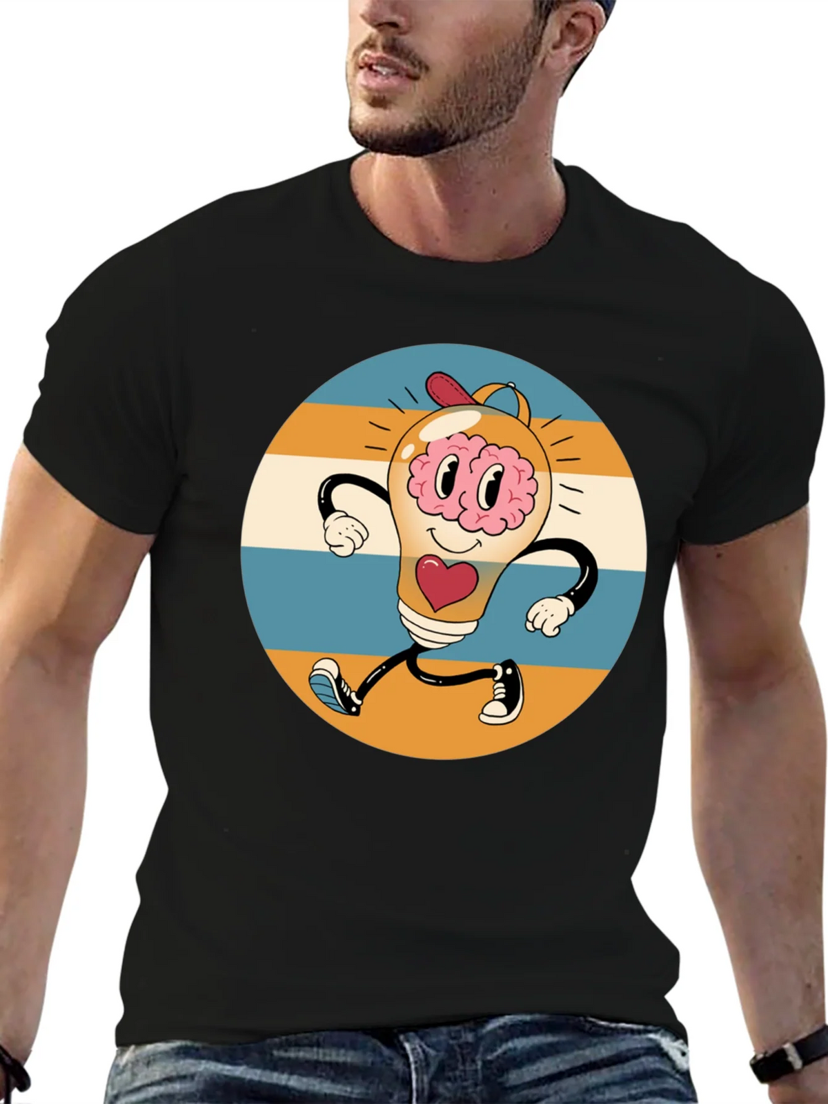 Retro Brain Power T-Shirt - Graphic Print Tee product image 6