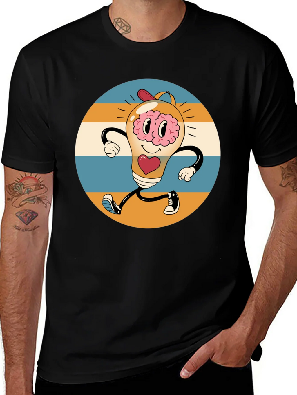 Retro Brain Power T-Shirt - Graphic Print Tee product image 1