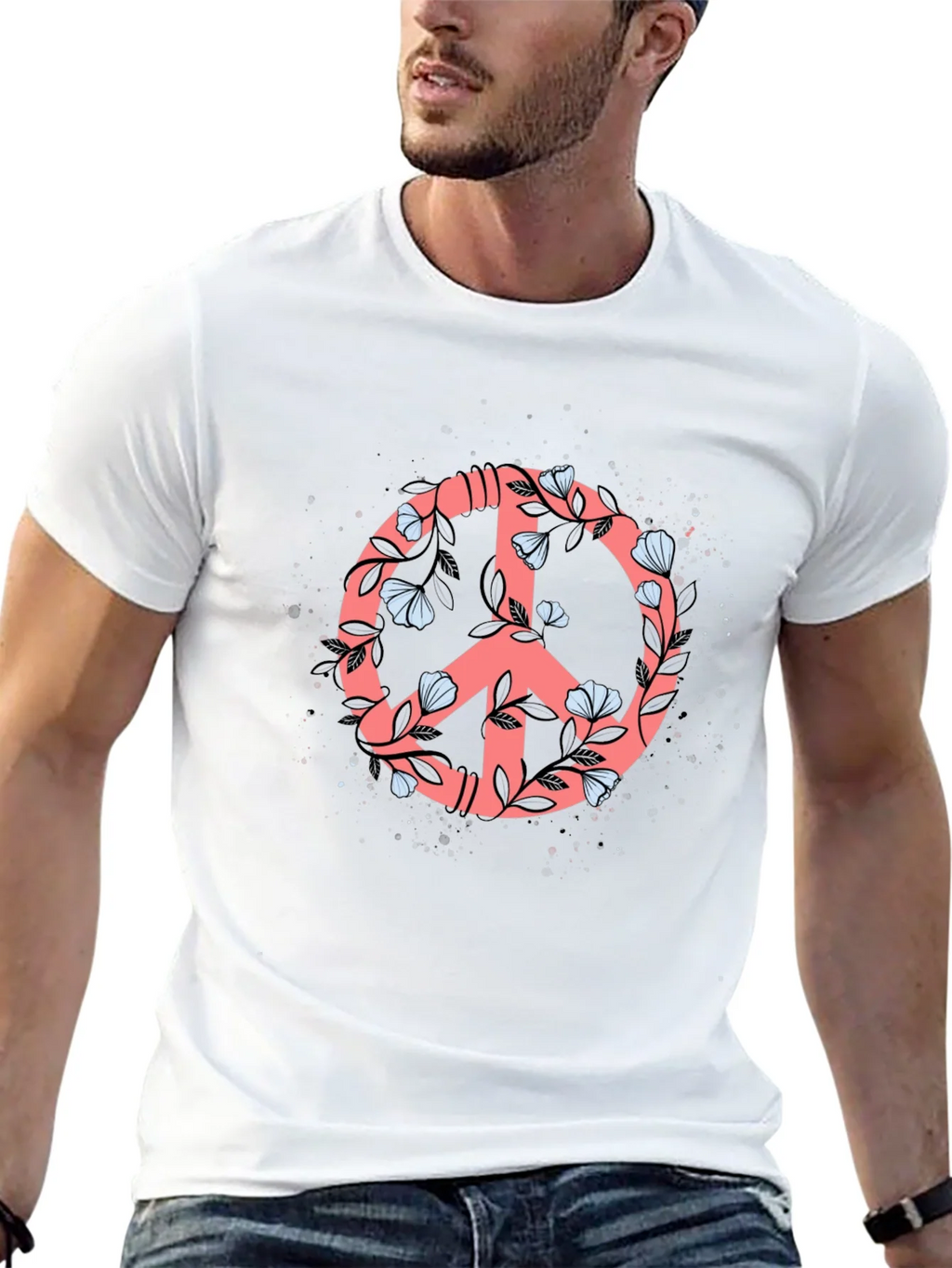 Floral Peace Sign Graphic Tee - Stylish Casual Top product image 12