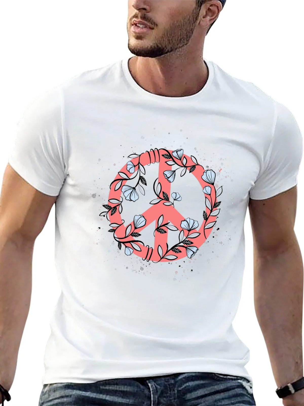 Floral Peace Sign Graphic Tee - Stylish Casual Top product image 12