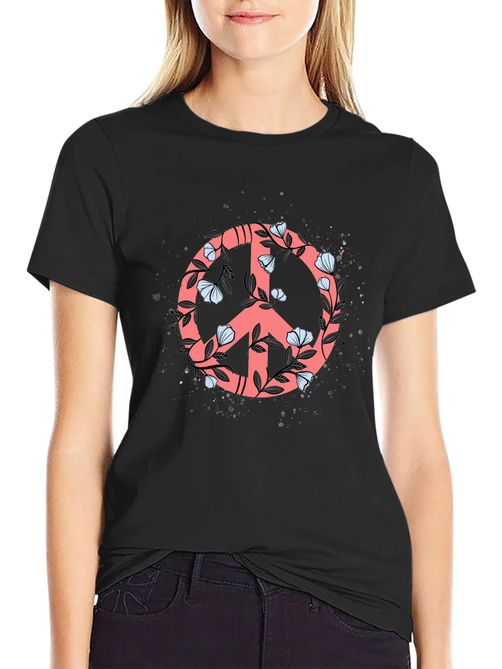 Floral Peace Sign Graphic Tee - Stylish Casual Top product image 2