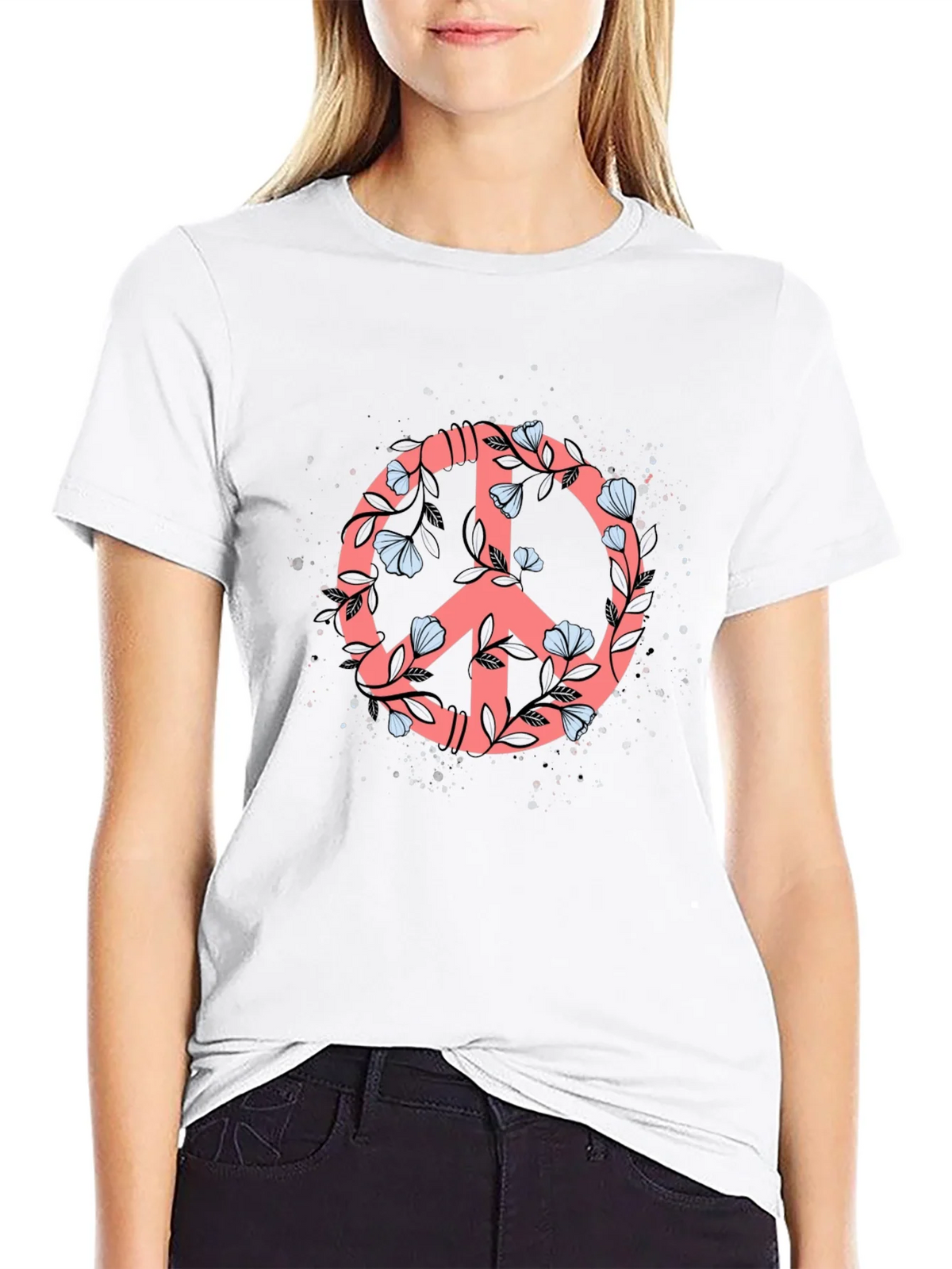 Floral Peace Sign Graphic Tee - Stylish Casual Top product image 8
