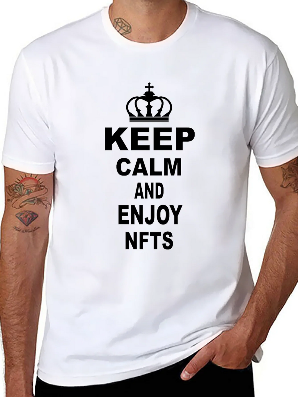 Keep Calm and Enjoy NFTs Black T-Shirt product image 7