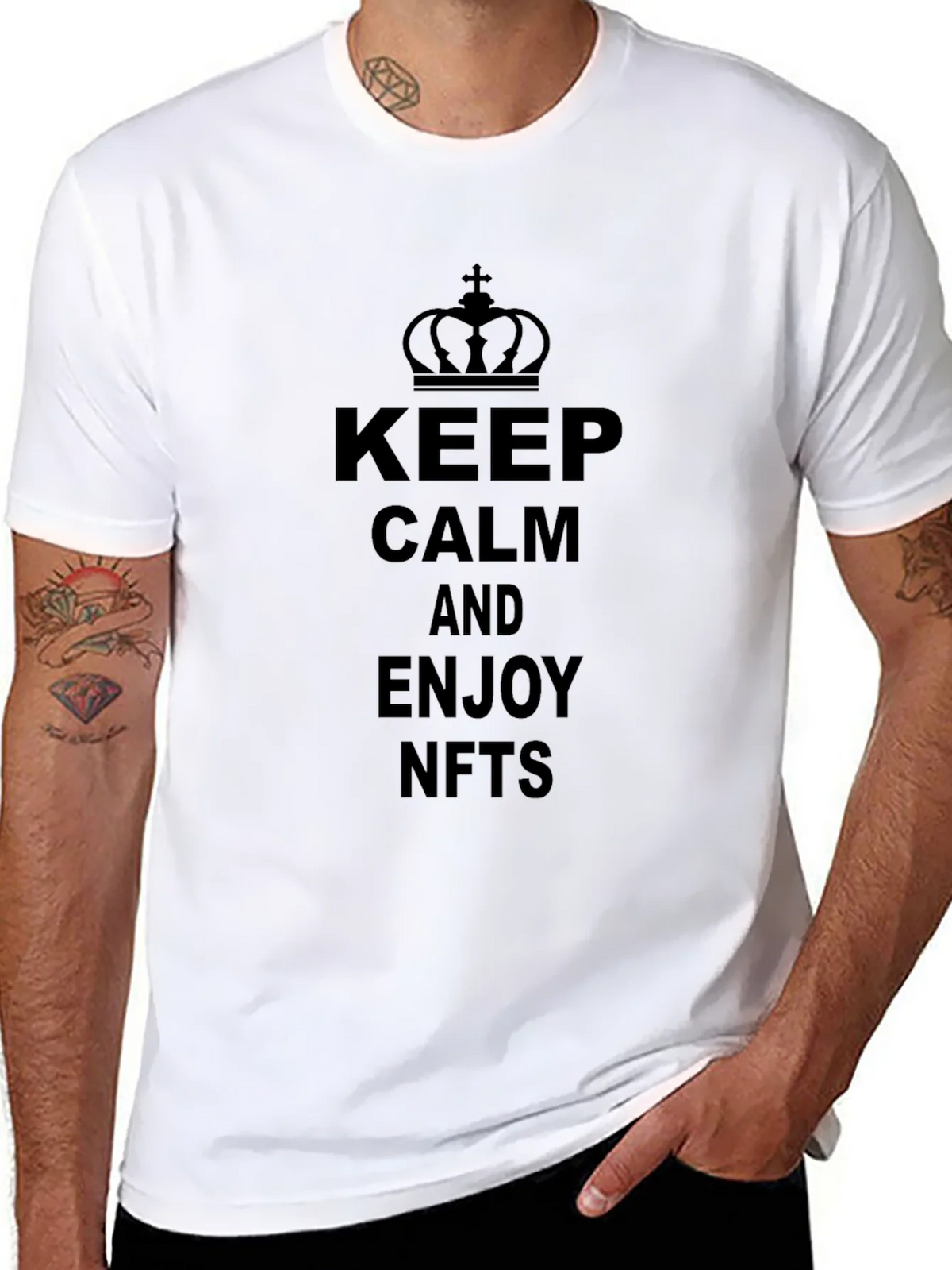 Keep Calm and Enjoy NFTs Black T-Shirt product image 7