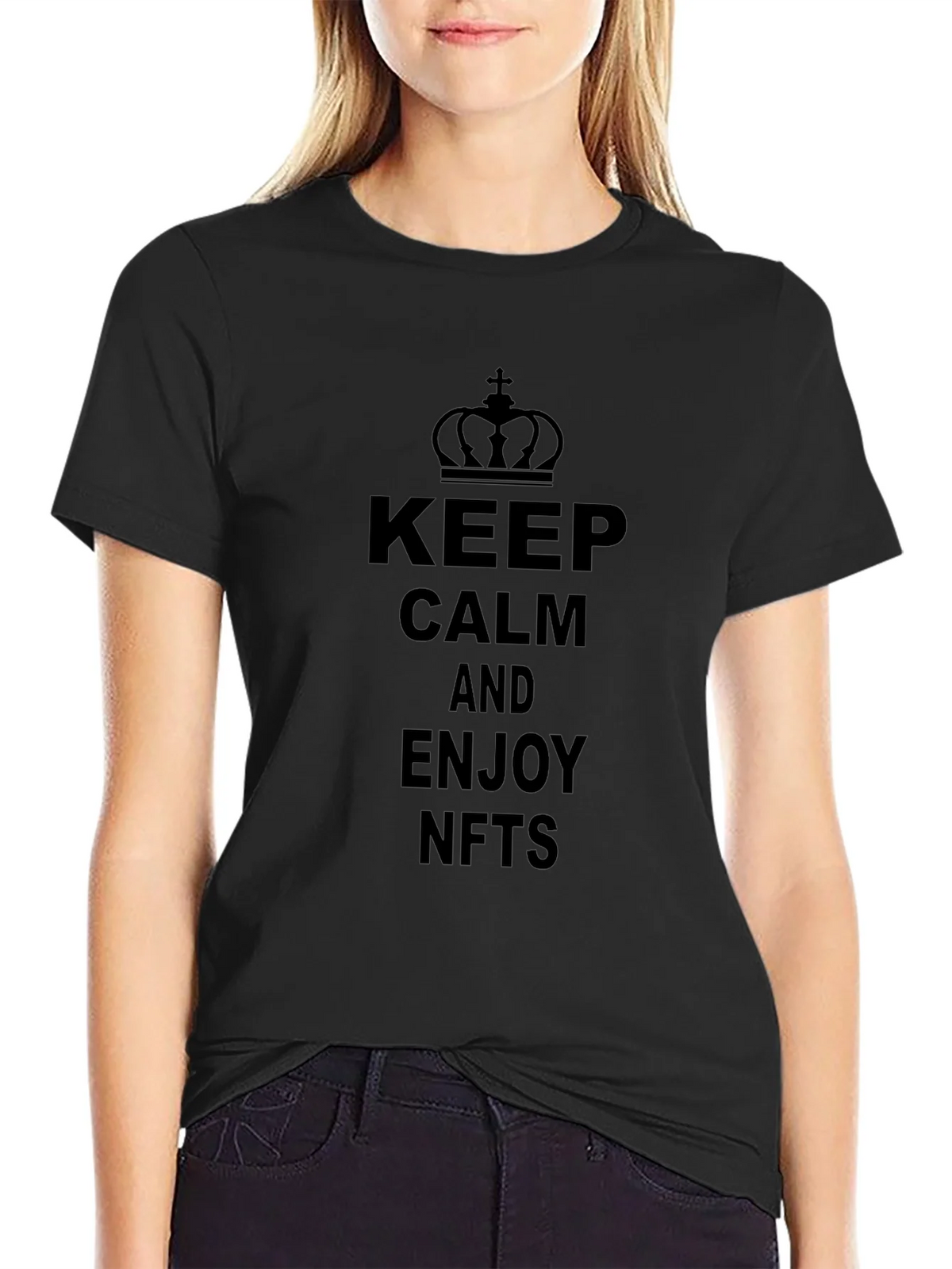 Keep Calm and Enjoy NFTs Black T-Shirt product image 2