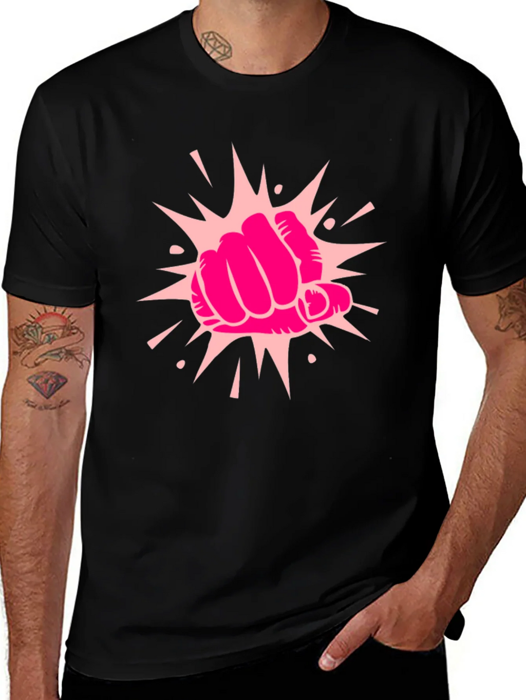 Power Punch Graphic Tee - Black Cotton T-Shirt product image 1