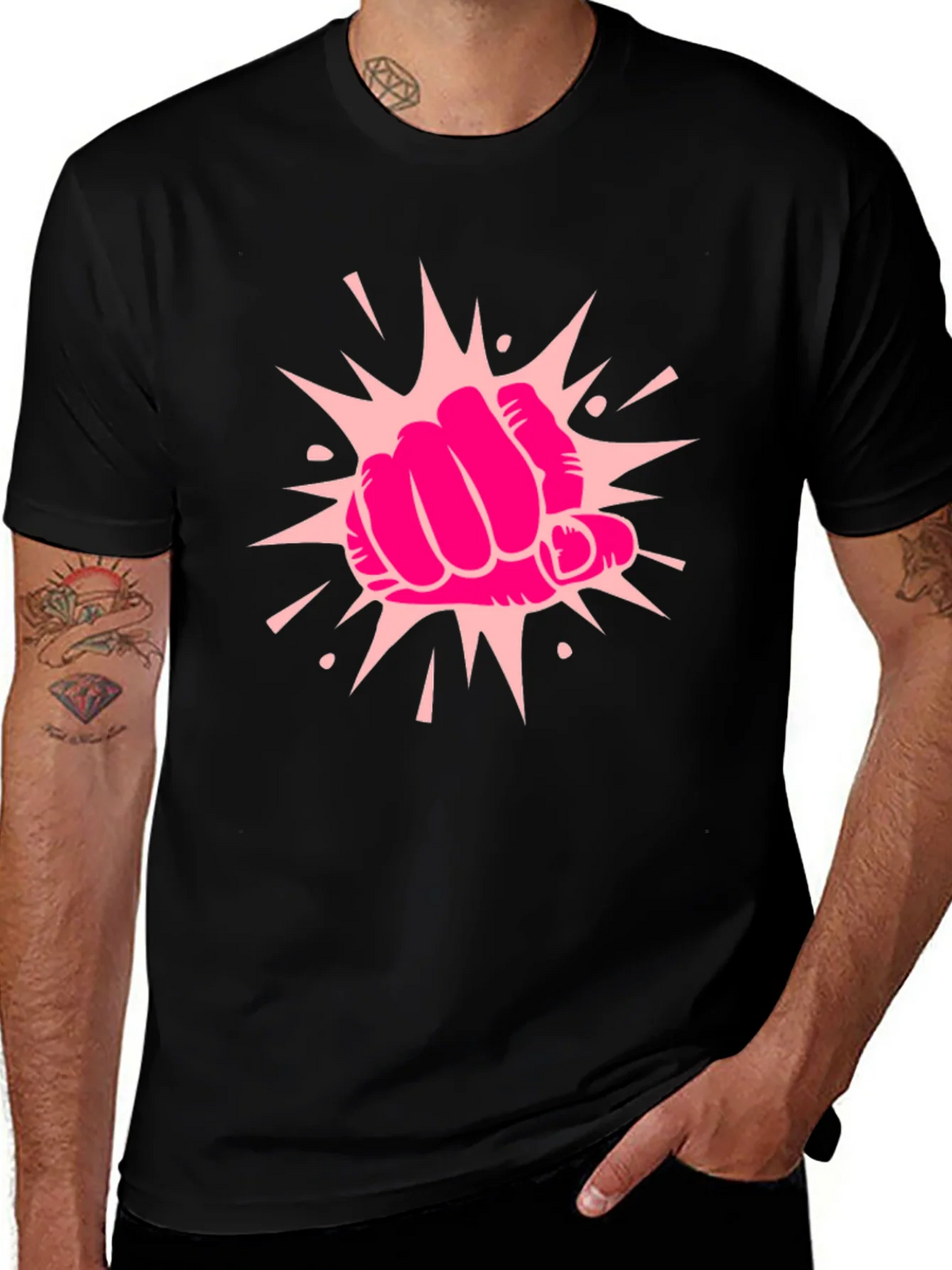 Power Punch Graphic Tee - Black Cotton T-Shirt product image 1