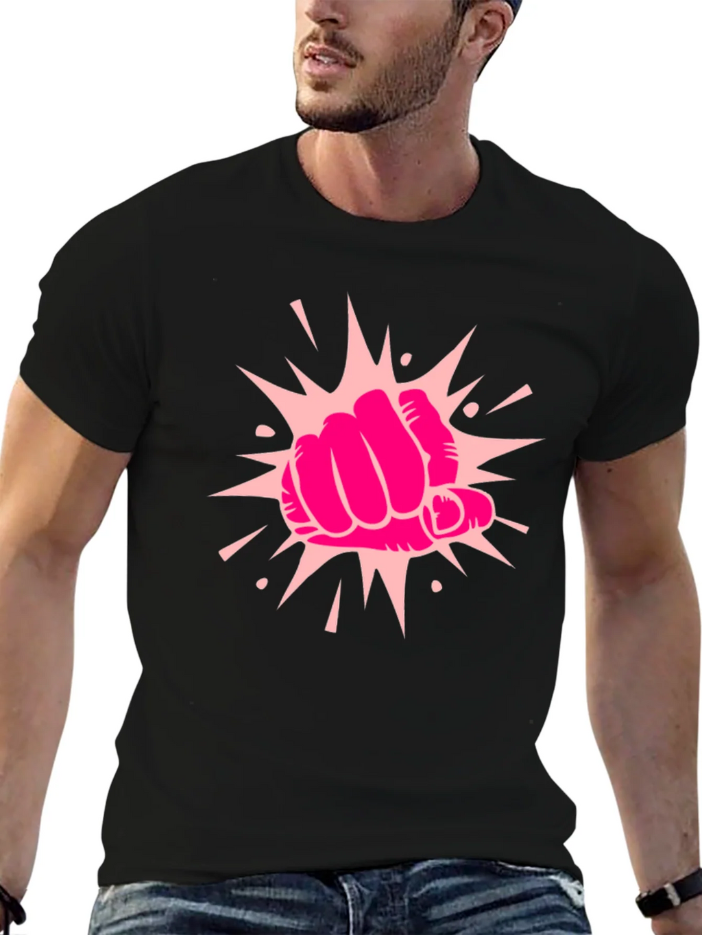 Power Punch Graphic Tee - Black Cotton T-Shirt product image 5