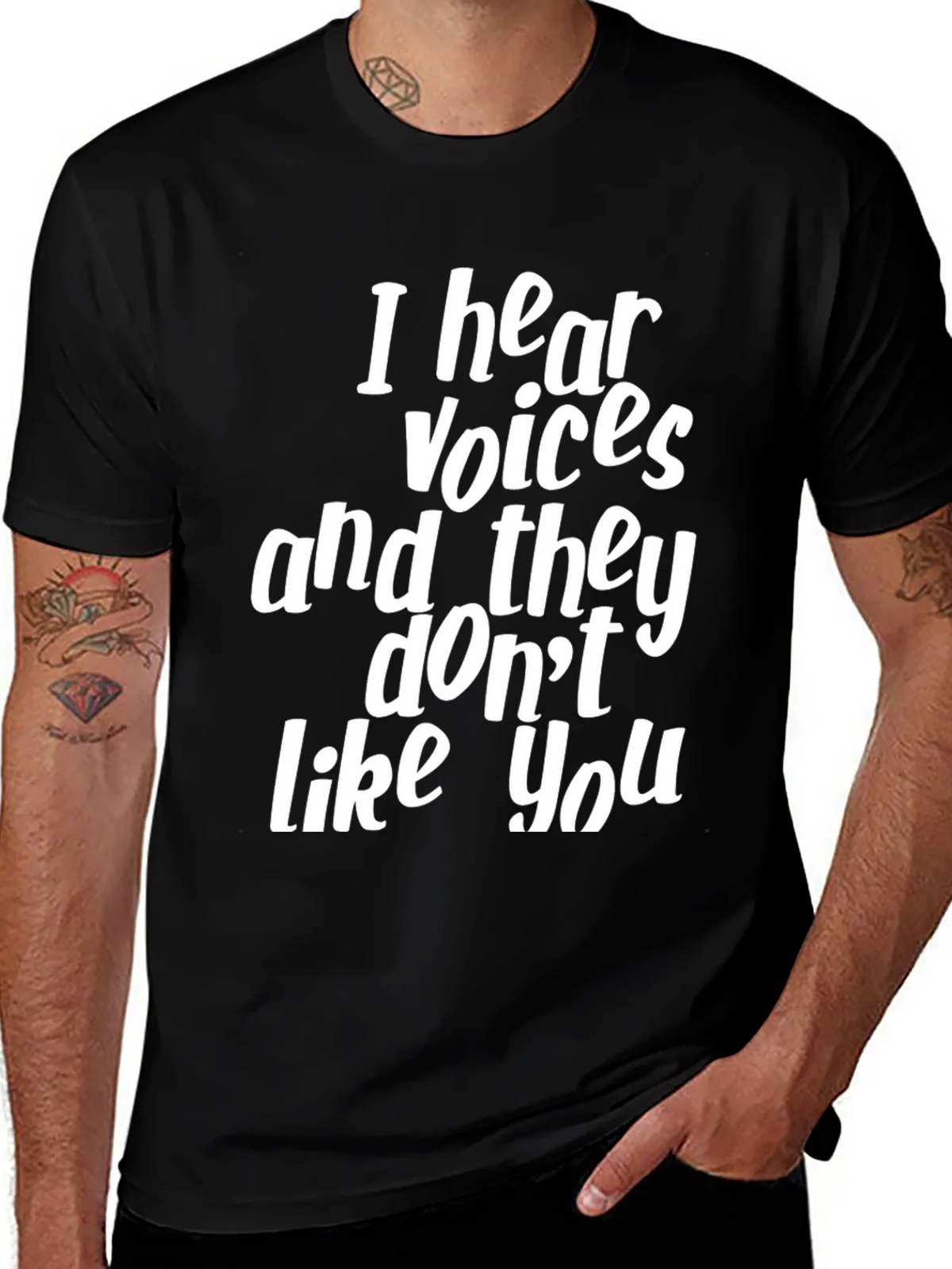 Funny I Hear Voices Graphic Tee - Black product image 1