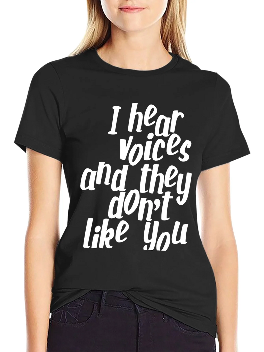 Funny I Hear Voices Graphic Tee - Black product image 2