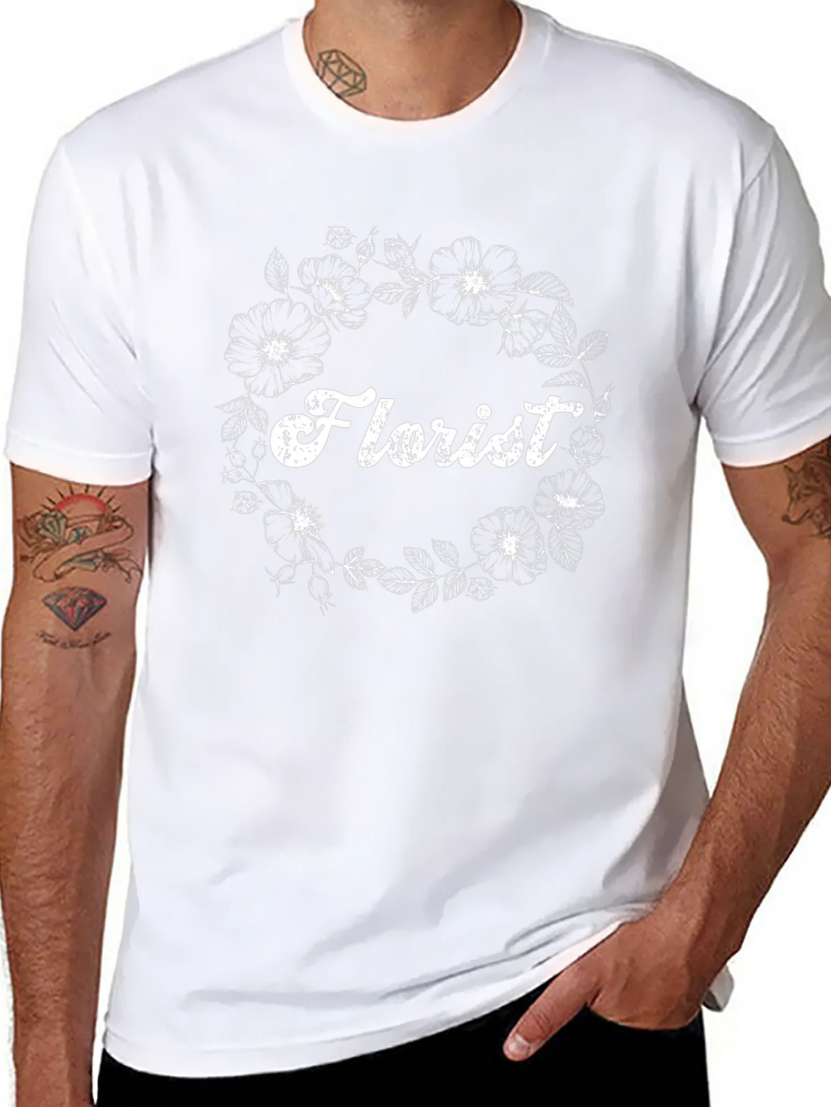 Florist Floral Wreath Black T-Shirt product image 6