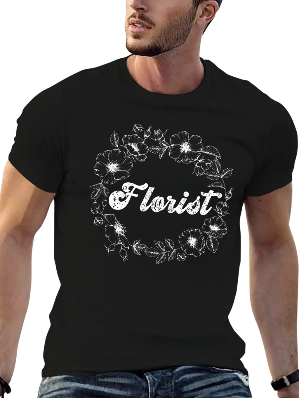 Florist Floral Wreath Black T-Shirt product image 5