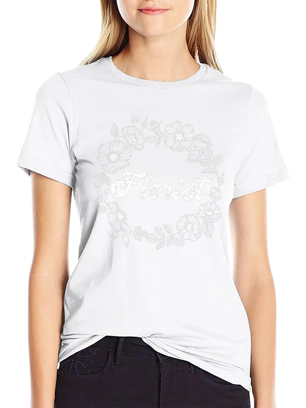 Florist Floral Wreath Black T-Shirt product image 7