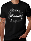 Florist Floral Wreath Black T-Shirt product image 1