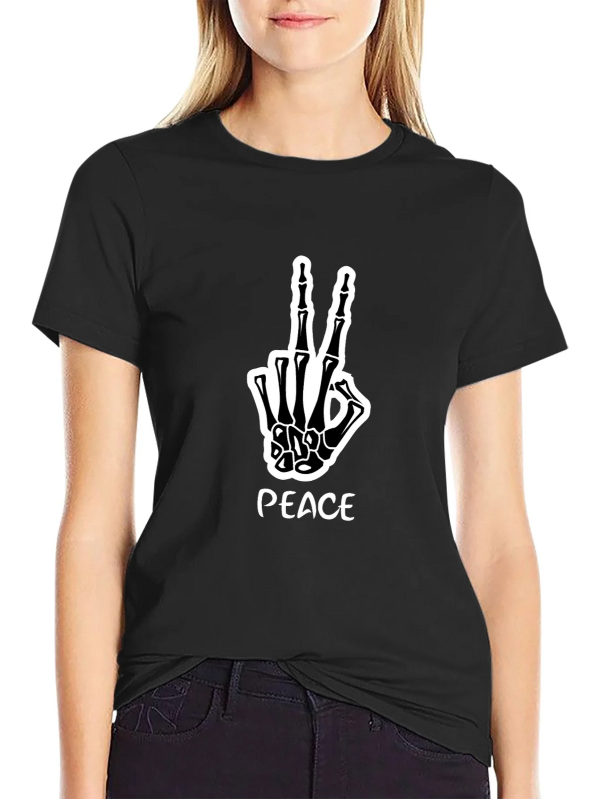 Peace Skeleton Hand Graphic Tee product image 2