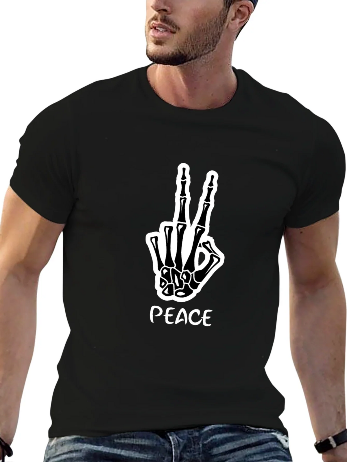 Peace Skeleton Hand Graphic Tee product image 6