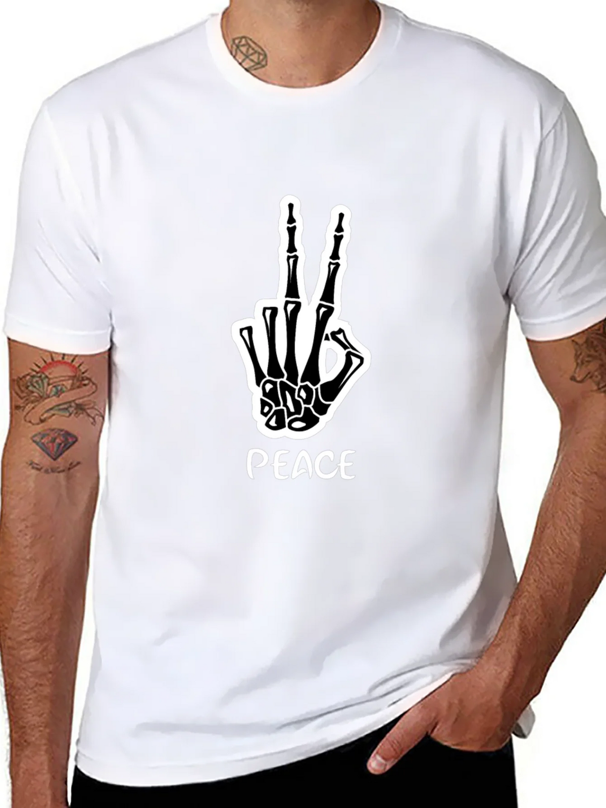 Peace Skeleton Hand Graphic Tee product image 7