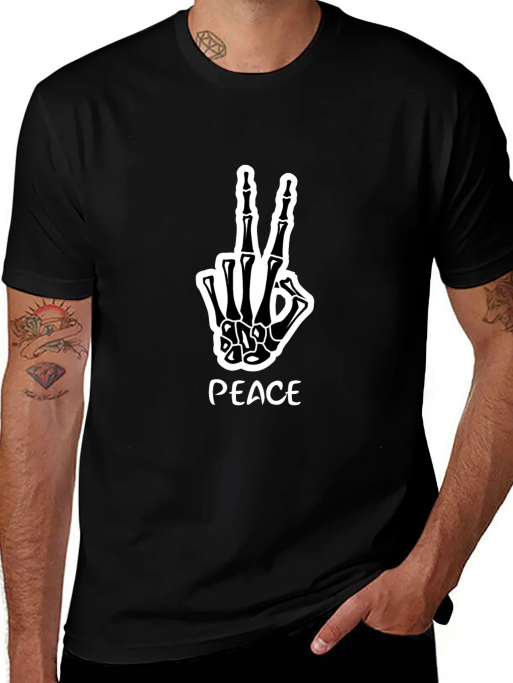 Peace Skeleton Hand Graphic Tee product image 1