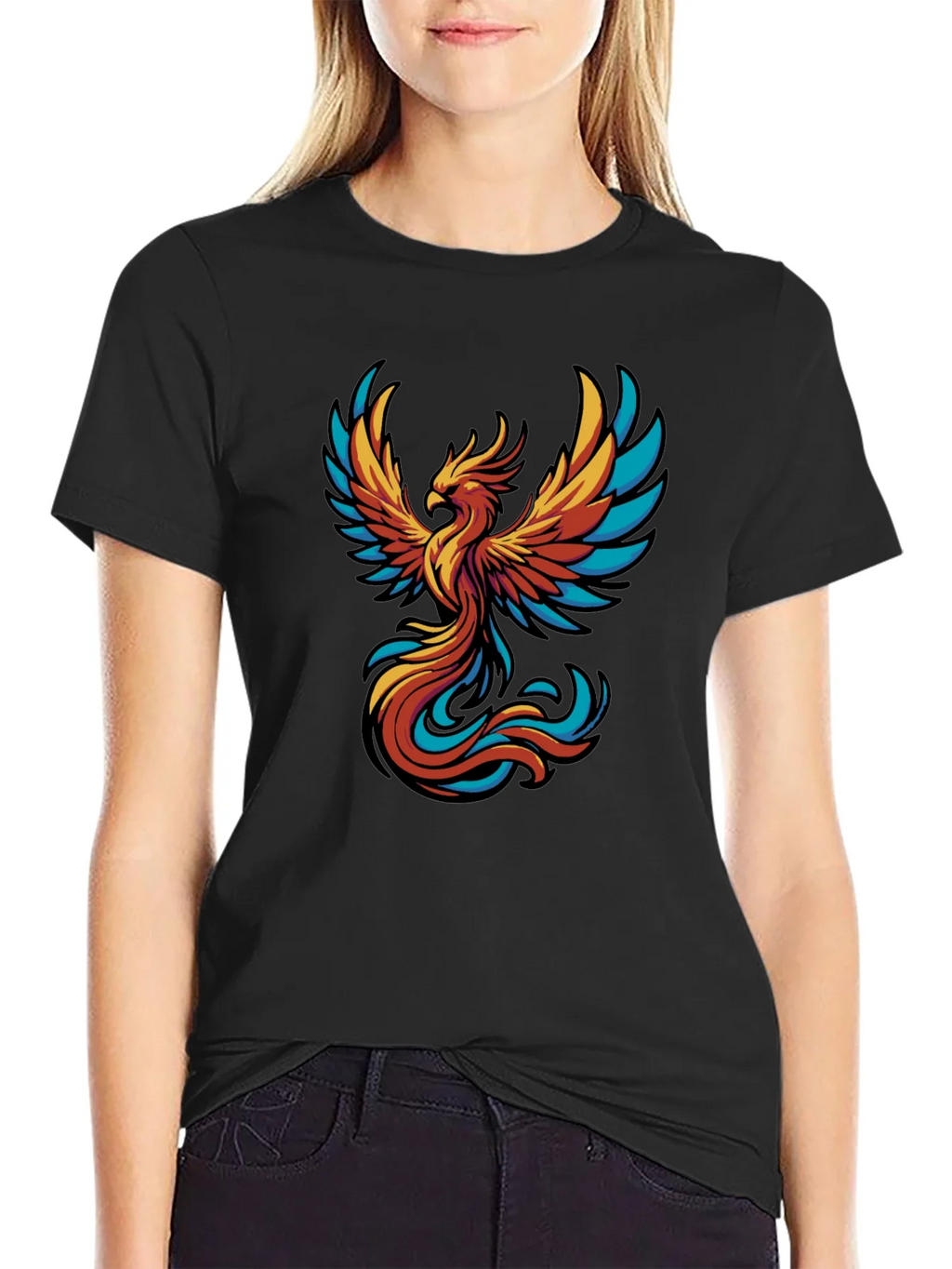 Phoenix Graphic Tee - Black Cotton T-Shirt product image 2