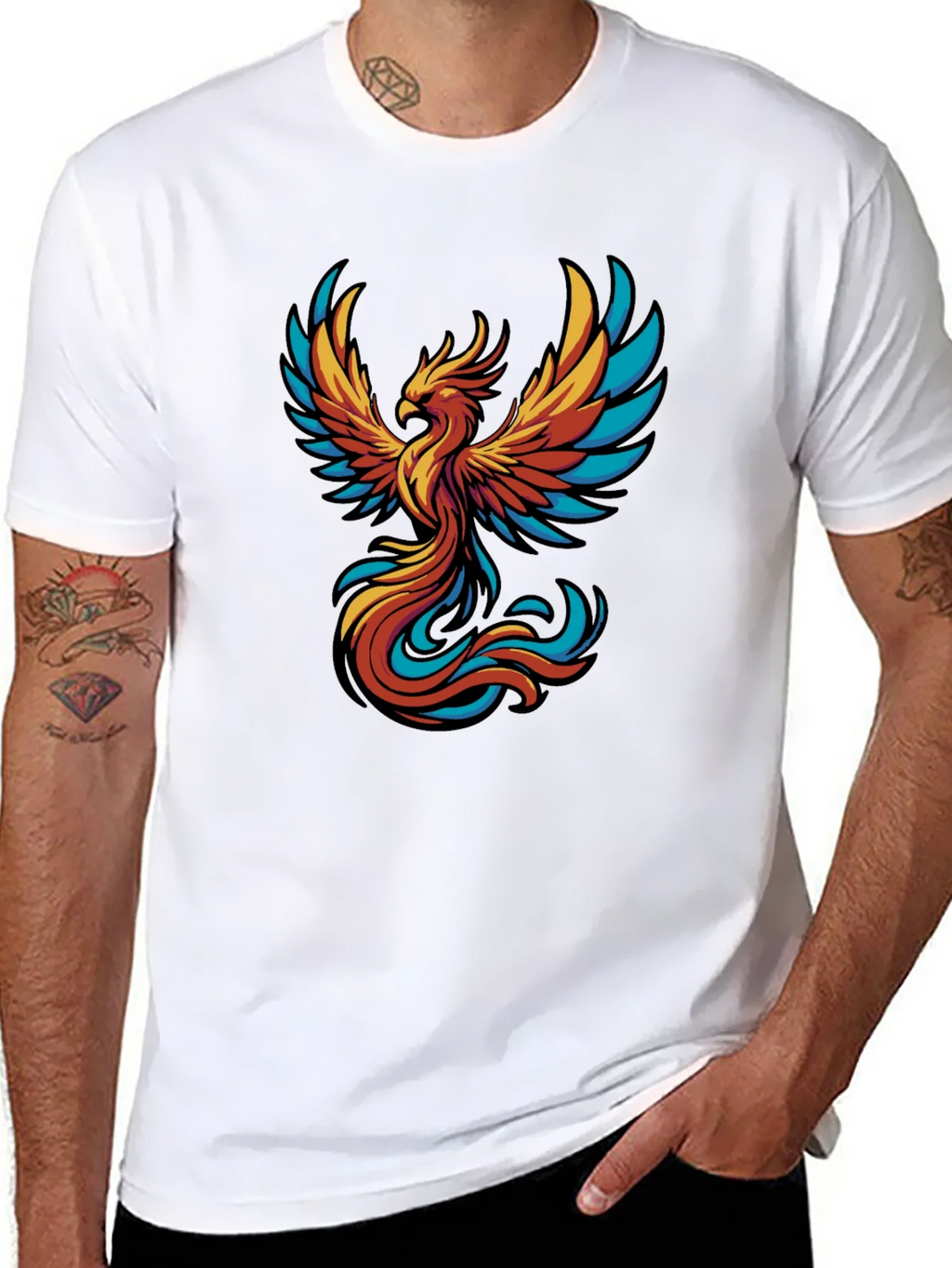 Phoenix Graphic Tee - Black Cotton T-Shirt product image 5