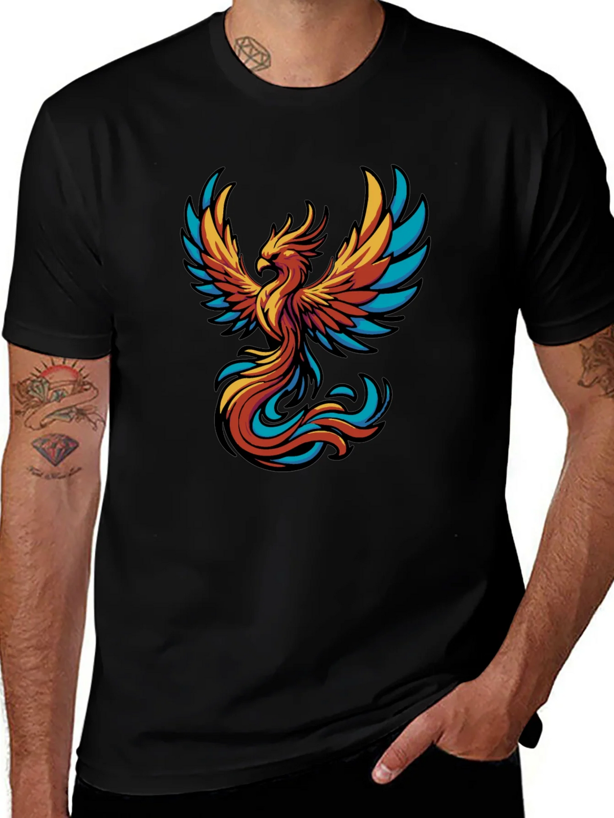 Phoenix Graphic Tee - Black Cotton T-Shirt product image 1