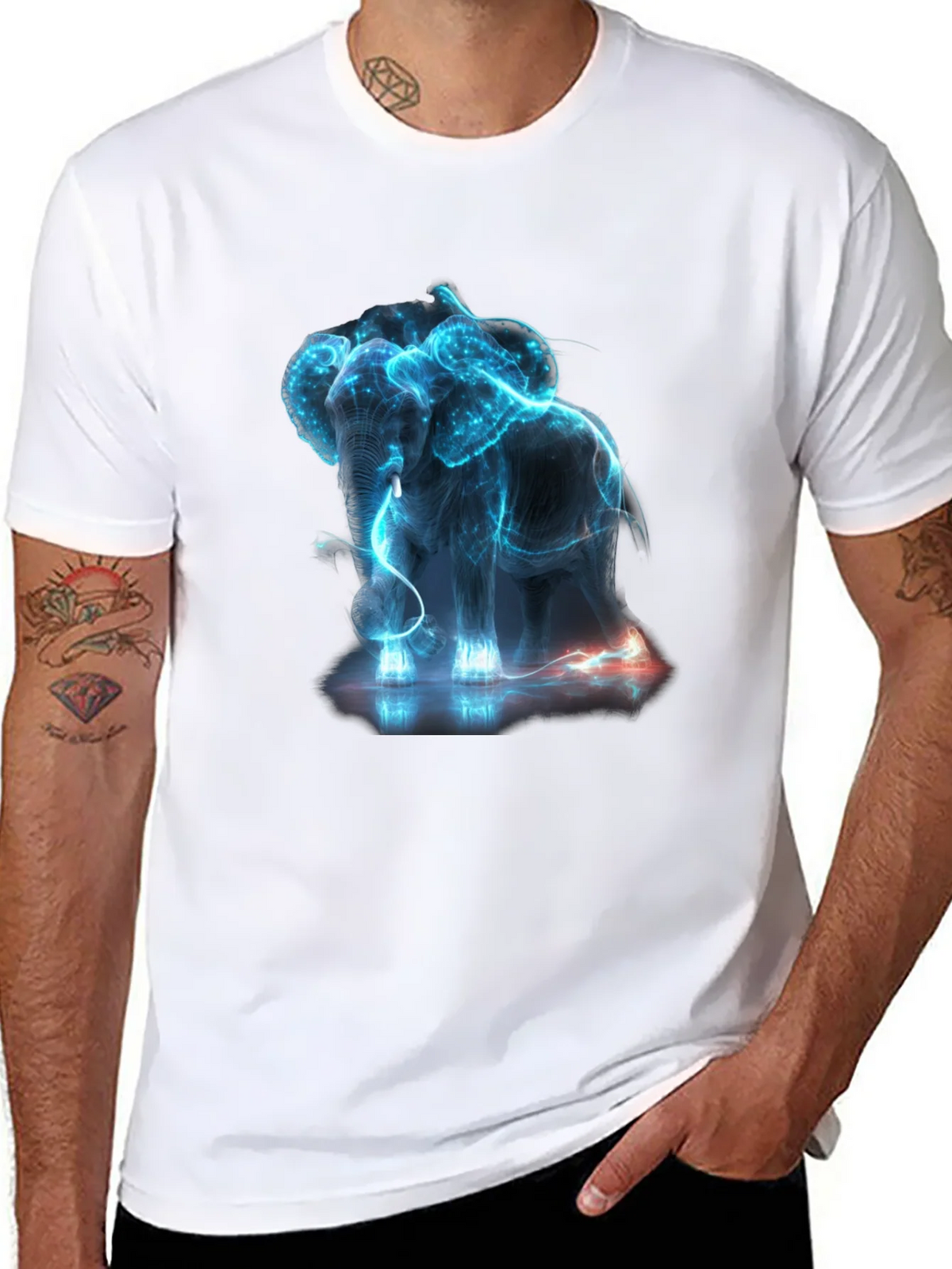 Neon Elephant Graphic Print Black T-Shirt product image 7