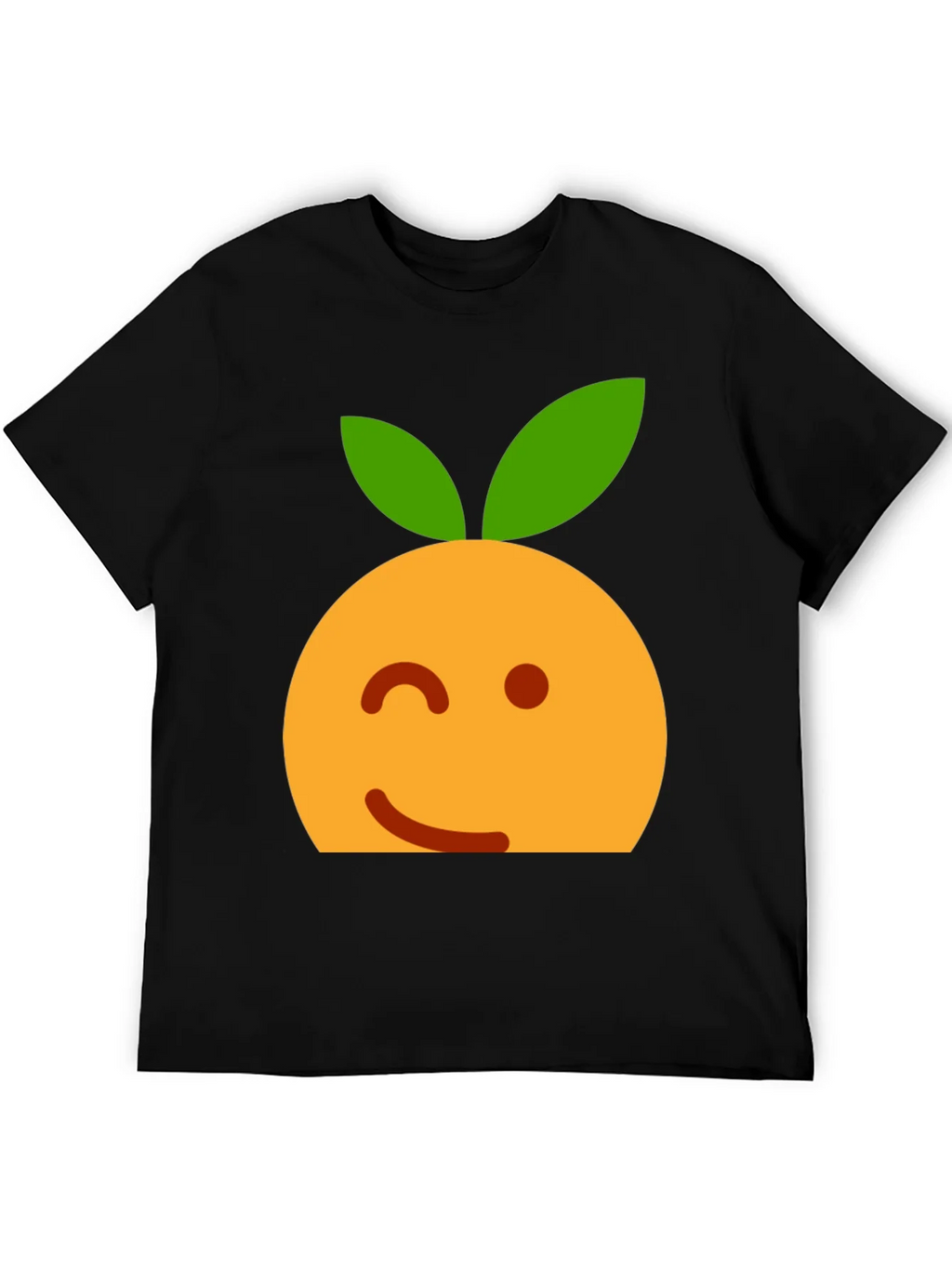 Winking Orange Emoji Black T-Shirt product image 2